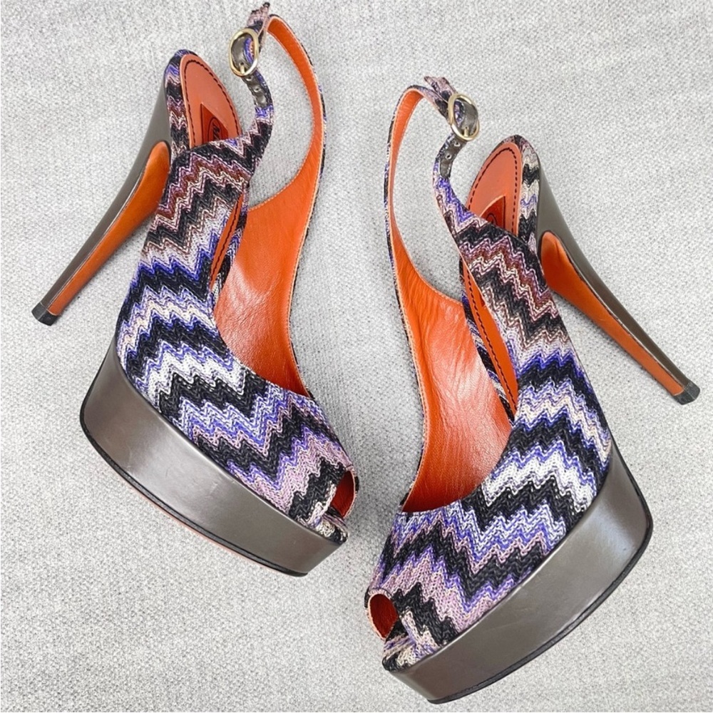 Missoni Zigzag Chevron Peep Toe Platform Heels Stilettos